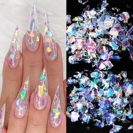 4 Bags Nail Art Glitter Sequins Irregular Colorful Mermaid Nail Flakes Confetti Sticker Manicure Nail Art Supplies for Women Party DIY Face Eyes Body Decorations Accessories