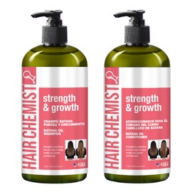 Hair Chemist Strength & Growth Batana Oil Shampoo and Conditioner Set 33.8 oz. (2-PC Set) - Batana Shampoo and Conditioner for Hair Growth, Thickening and Strength
