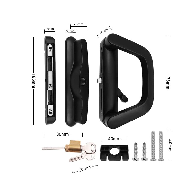 ZONADAH Sliding Patio Door Handle Set Single Side with Key