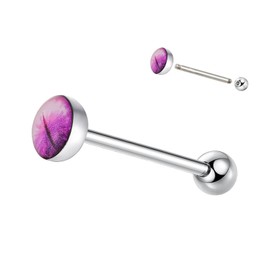 Ink Wash Painting Tongue Ring For Men'S And Women'S, Stainless Steel Threaded Tongue Perforated Barbell Jewelry, Standard, Stainless Steel Resin, no gemstone