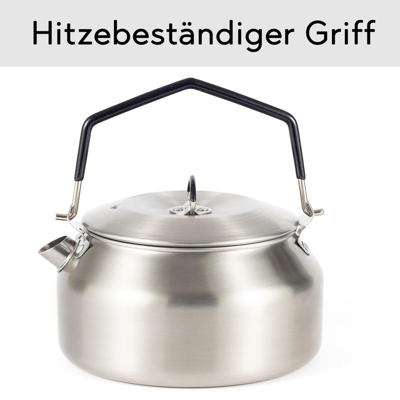 Hanseküche Stainless Steel Kettle 1L Portable Camping Kettle for Outdoor