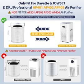 AP401 AP402 Filter Replacement, Compatible with Dayette AP401 AP402 and JOWSET AP402 AP403 Air Purifier for Large Room up to 3000Ft², H13 True HEPA Filter, 4-Stage Filtration System, 2 Pack