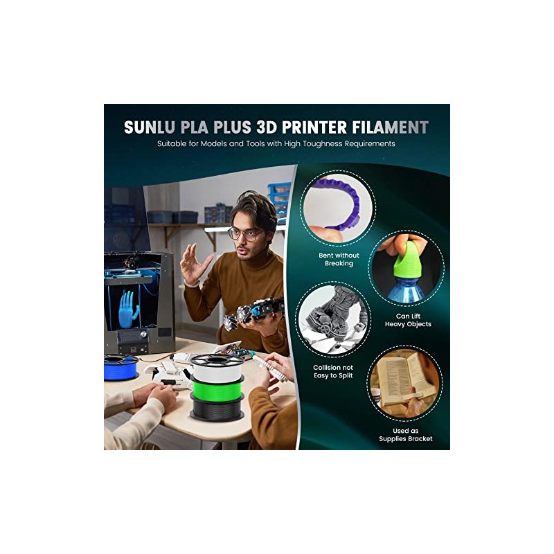 SUNLU 5 kg PLA Plus 3D Printer Filament, PLA+ Filament