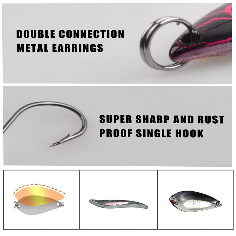 Trout Fishing Spoons Lure Kits-12pcs/set Fishing Spinners Kit Hard Metal