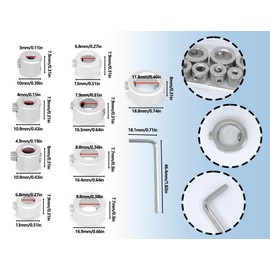 ZoeTekway Drill Depth Limiter, Limit Depth of Drill Bit with Hex Wrench for Woodworking Drilling (Silver White, Double Hole)