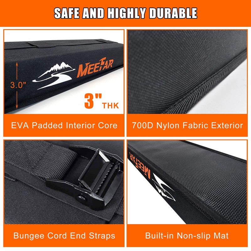 MeeFar Universal Car Soft Roof Rack Pads Luggage Carrier System