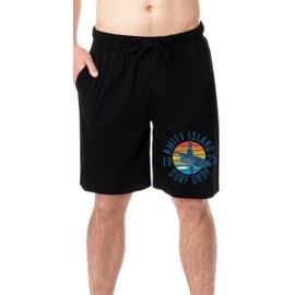 Jaws Mens' Movie Film Amity Island Surf Shop Logo Sleep Pajama Shorts, Black, Large