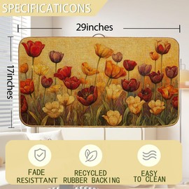 Yellow Tulips Autumn Door Mat, Home Entrance Low Profile Welcome Doormat, Indoor Decor for Front Door 30x17 Inch, Summer Garden Patio Decor