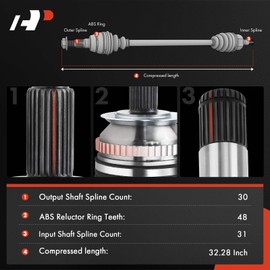 A-Premium CV Axle Shaft Assembly - Compatible with Land Rover Range Rover 2006-2009, Range Rover 2010-2012, 4.2L 4.4L 5.0L - Rear Left Driver Side, Replace# 6H424B457BA