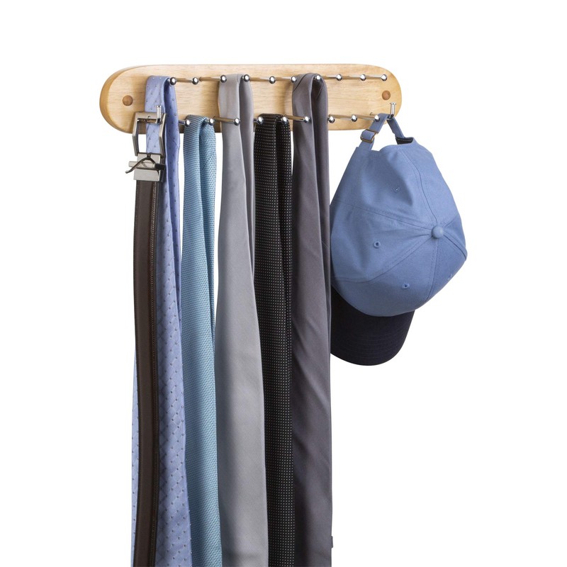 Richards Homewares Tie Rack Wall Mounted - Wood Belt Scarf