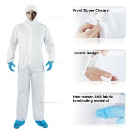 Hazmat Suit Disposable Coverall | Full Body Painters Suit in 7 Sizes with Multiple Specifications for Men & Women Without Hood