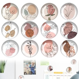 Lotbun Pack of 12 Magnets Art Fridge Magnets, Fridge Magnets, Magnets for Magnetic Board, Fridge Stickers, Round Glass Fridge Decoration