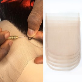 BEEOS 4x4 Transparent Lace for Wig Making, 5 Pieces Lace Net Base for Making Closure Wigs Accessories for Repairing Wig Cap