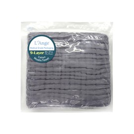L'Ange Baby Bath Towel - 9 Layers 100% Cotton Muslin, Super Quick Dry, Medical Grade Packaging for Infants and Newborns - 28 x 37in - Gray