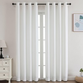 BULLPRINCESS Linen Curtains - 63 Inch Length, 2 Panels - Semi Sheer Window Panels for Light Filtering - Grommet Design, White, W 38x L 63 Inch