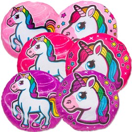 TE-Trend Magic Unicorn Rainbow Unicorn Motif Plush Cushion Decorative Cushion Cuddly Cushion Children Girls Round 34 cm Multicoloured Pink Horse Head