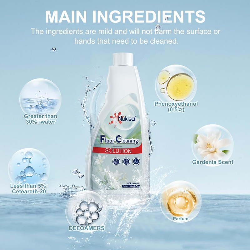 Nukisa Gardenia Scent Floor Cleaning Solution Compatible With Roborock Robot