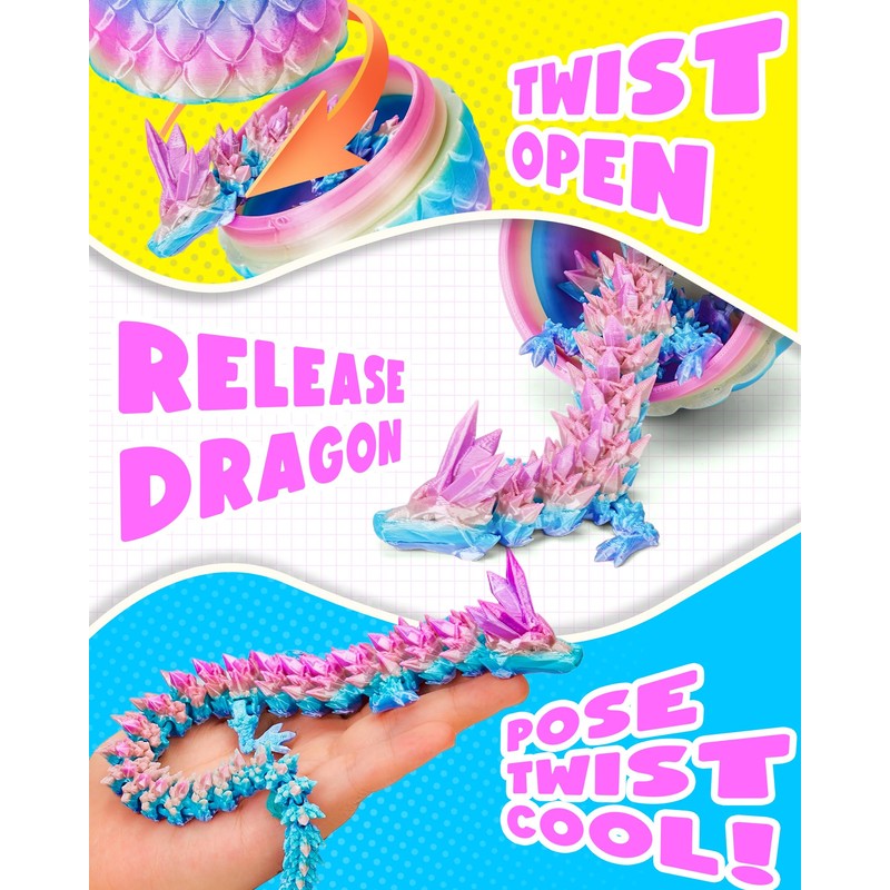 TBOLINE 12" 3D Printed Dragon Egg, Cool 3D Printer Articulated