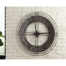 Ashley Furniture Signature Design - Ana Sofia Industrial Wall Clock - Casual - Antique Gray