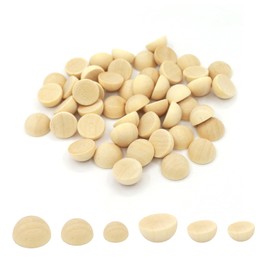 HUATEEN 300 Pcs Natural Wooden Half Beads Crafting Kit - 10/12/15mm Unfinished Hemispheres Wood Balls for DIY Decor, Handmade Jewellery & Woodworking Supplies (3 Sizes, Splinter-Free)