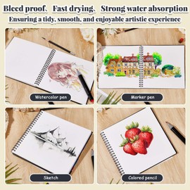 Skyygemm 3 Pcs Marker Pad 7.67 x 7.67 Inch 180 Sheets Total Spiral Marker Paper Pad 120 GSM Smooth Paper Hardcover Sketch Book for Markers Bleedproof for Drawing Coloring Alcohol Markers Art Gift