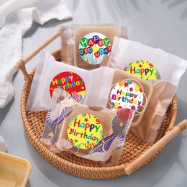 500PCS Happy Birthday Stickers, 1 Inch Birthday Badge Stickers, Multicoloured Sticker for Card Envelope Birthday Party Decorations (B)