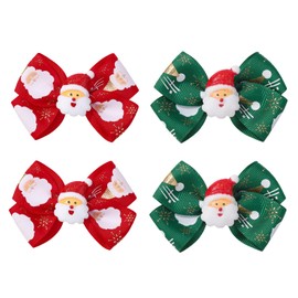 Christmas Hair Clips Baby Girl Bows Santa Claus Hair Bow Clips Christmas Snow Barrettes Kids Alligator Hair Clips Baby Hair Bow Infant Hair Accessories Red Green