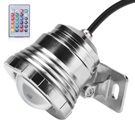 Underwater Lamp RGB Light RGB Led Underwater Light Waterproof Multi Color Outdoor Garden Spotlight Ac Dc 12V (Black) (Silver Plastic clad Aluminum)