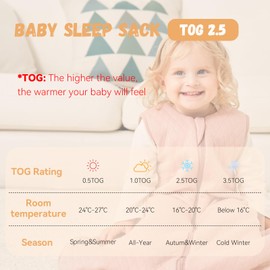 Yoofoss Baby Winter Sleeping Bag, Cotton, 2.5 TOG, Warm, Baby Winter Sleeping Bag, Soft, for Newborns to Infants Ages 18-24 Months, Perfect for Winter, Pink