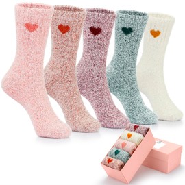 SISOSOCK Fuzzy Socks for Women Cute Cat Paw Socks 5 Pairs Women Winter Fluffy Cozy Plush Slipper Socks With Gift Box for Women Girls Gifts