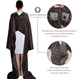 Catalonia Classy Portable Blanket with Sleeves Gift for Adult Women Men, Extra Soft Warm Cosy Micro Plush Lightweight Fleece Snug Body Blanket, TV Wrap Throw Blanket with Pocket,Brown