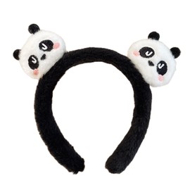 AEGYPIUS Plush Panda Headband Panda Animal Ears Pandaheadband Bear Ears Headband Cartoon Animal Ears Hair Accessories for Women Girls Spa Makeup (Black)