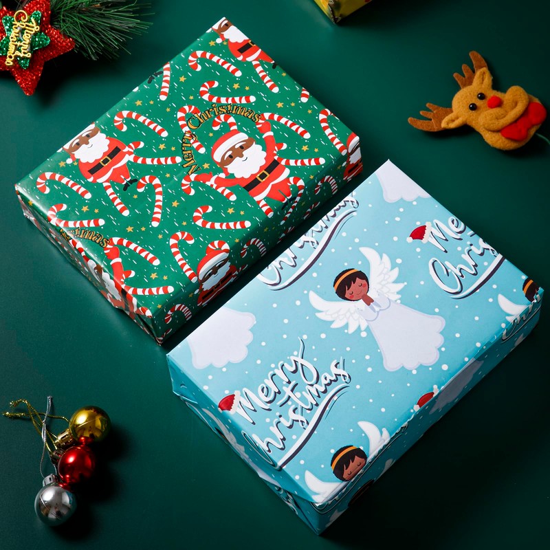 Dtiafu African American Christmas Wrapping Paper Black Santa Gift Wrap