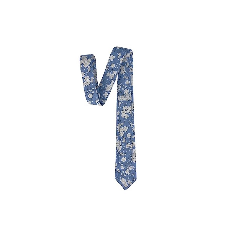 Kebocis Corbata de algodón para hombre, Blooms - Azul claro,