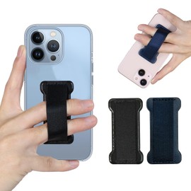 WUOJI Phone Grip Holder for Hand, Universal Finger Strap Phone Holder, Finger Selfie Grip Compatible with Most Smartphones (Black Blue) -2Pack