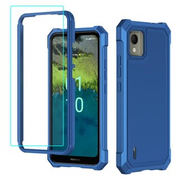 for Nokia C110 Case with Screen Protector,Nokia C110 Phone Case Full Body Protection Front PC Back Soft Silicone Bumper,C110 Cover Heavy Duty Protection Shockproof Corner for Nokia C110 N156DL Blue