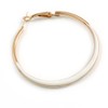 50mm Diameter/Gold Tone with White Enamel Hoop Earrings/Large Size