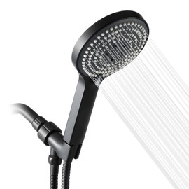 OFFO Handheld Shower Head Set, 6-Mode High Pressure Handheld Sprayer with 60" Stainless Steel Hose & Holder, High Flow Large Powerful Boosting Handheld Showerhead for Low Water Pressure, Matte Black