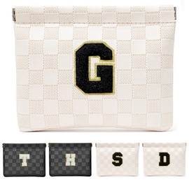 HIGH FIT Leather Pocket Cosmetic Bag for Purse,Initial Makeup Bag Lipstick Cosmetic Accessories Organizer (G, White)