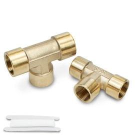Bwintech 2 pieces 1/4 inch female thread BSP 3 way connector brass tee female thread pipe fittings