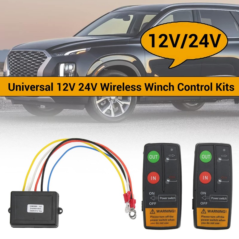 2pcs Wireless Winch Remote Control Kit 12V Recovery Switch Universal
