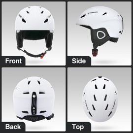 TOMSHOO Skiing Snowboard Helmet Certified Safety Helmet Professional Skiing Snow Sports Helmet Detachable Earmuff Built-in Goggles