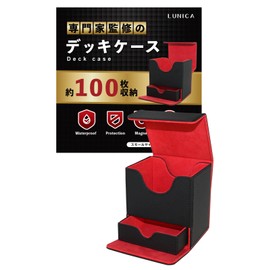Deck Case, Trading Card Case, [Supervised by Active Trading Card Clerk] Damekan, Dice Storage Version, Holds 100 Sheets, Triple Sleeve Compatible (Black x Red)