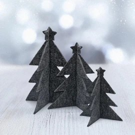 Miqio Stylish Christmas Decoration - Felt Christmas Trees - Set of 3 - Decorative Christmas Decoration - Christmas Tree as Decoration for Table, Shelf and Window Sills - Dark Grey