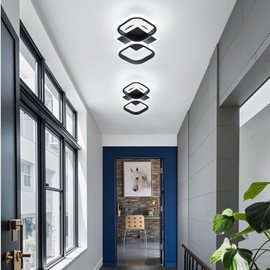 ElDISUNY Modern LED Ceiling Lights, 30W Black Square Ceiling Lights Fixture for Kitchen,Close to Ceiling Lights for Hallway Bedroom Dining Room -30w Cool White Light 6000K