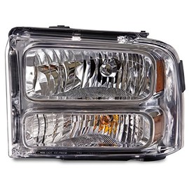 HEADLIGHTSDEPOT Chrome Housing Halogen Headlight Compatible with Ford Excursion F-250 Super Duty F-350 F-450 F-550 Includes Left Driver Side Headlamp