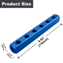 5PCS Air Manifold, 6 Way 9 Port Air Compressor Manifold, Aluminum Air Hose Inline Manifold Block Splitter, Pneumatic Manifold Air Distribution Block, NPT 1/4 Inch Supply Port, NPT 1/4 Inch Output Port