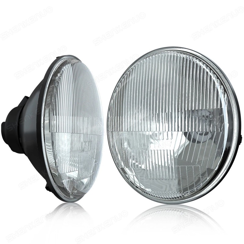 SHENKENUO Pair 7inch Round Light Housing H4 Halogen High/Low Bulbs
