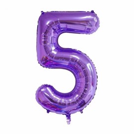 40-Inch Purple Number 5 Balloons With Crown, 5th Birthday Decorations for Girls, Wedding Anniversar Celebration Decorative Balloons. (5)