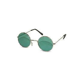 John Lennon Sunglasses Round Hippie Shades Retro Colored Lenses Retro Party (Silver frame w/Green Lens)